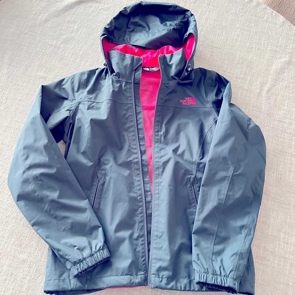 Grey & Pink North Face Windbreaker Jacket